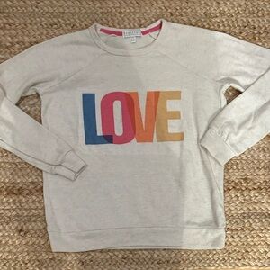 PJ Salvage Cream Sweater pajjama with Colorful LOVE Graphic